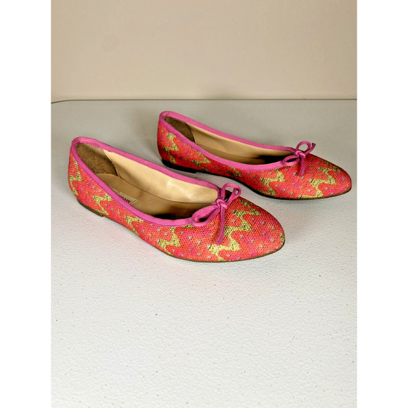 ALI MCGRAW Pink Green Recycled Plastic Ballet Flats Slip On Shoes Bow Size 6.5‎ - Picture 5 of 8